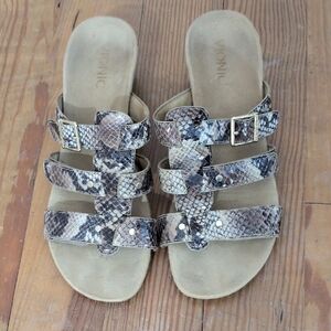Vionic Women's Snake-Print Triple Strap Sandals - Brown Beige